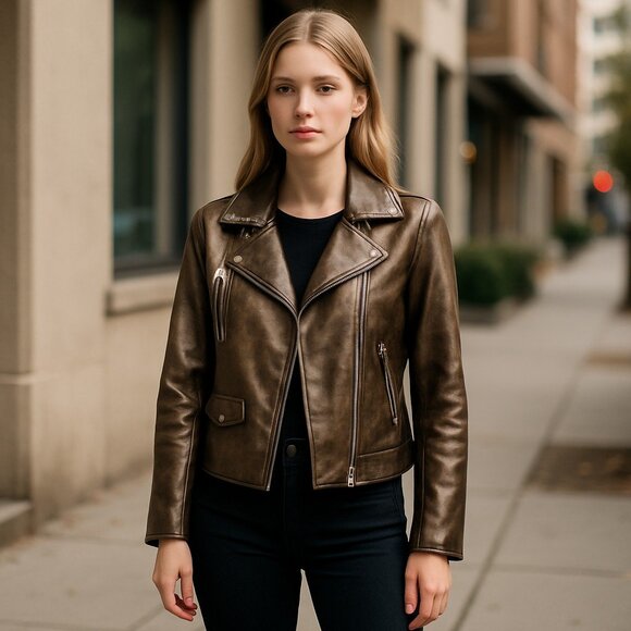 Baccini Jackets & Blazers - NWT BACCINNI Faux Leather Gold  Metallic Studded Collar Line